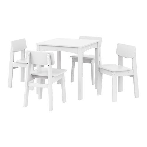WestinTrends Treehouse Kids 5-Piece Modern HDPE Dining Table and Chairs Set, White