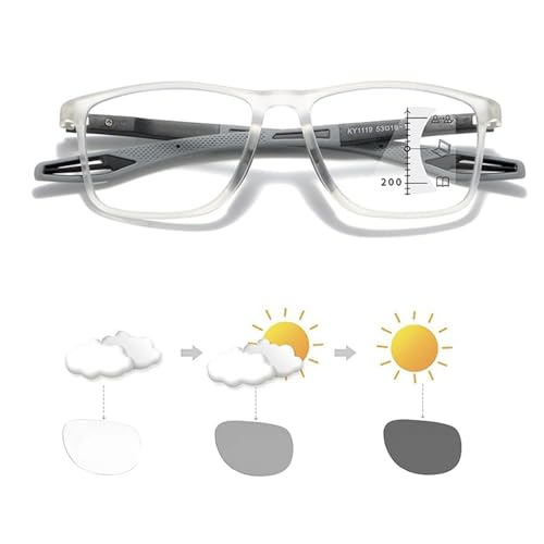 Genérico Gafas de Lectura Progresivas Multienfoque para Hombres y Mujeres, Gafas de Presbicia, Ultraligeras TR Deportivas con Anti Luz Azul Lectores de Computadora(Transparent/Gray,1.5 x)