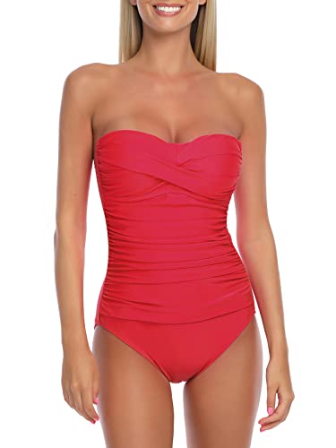 Image of RELLECIGA Women's Twist Front Shirred One Piece Swimsuit