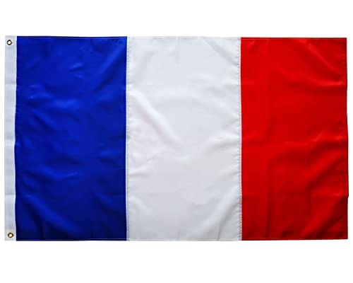 Drapeau francais 60x90cm-drapeau france avec œillets en laiton oxford 210D avec bandes cousues Qualité supérieure avec Couleurs Vives et Résistant à la...