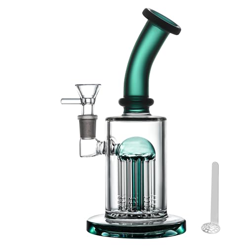 Masenyee bong di vetro da 8 pollici con filtro uragano, ciotola e setaccio da 14,5 mm, bong compatto di fumante, robusto e spesso, rig di Chillum, Soft-Clean-Smooth Hit-Lake Green