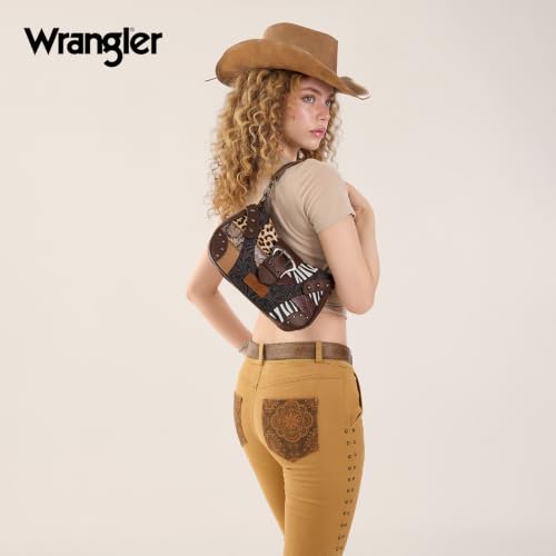 Image of Wrangler Western Shoulder Bag for Women Small Purse Aztec Hobo Bag HandBag with Detachable Strap