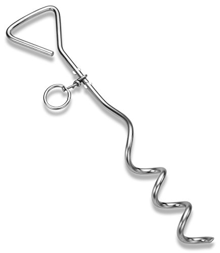 Katzco Chrome Dog Stake - 8MM x 16 Inch - Supports Heavy-Duty Tie-Out