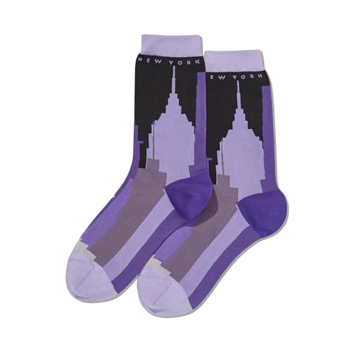 Image of Hot Sox Women's Fun USA Travel & Cities Crew Socks-1 Pair Pack-Cool & Artistic Novelty Fashion Gifts, New York (Black), 4-10