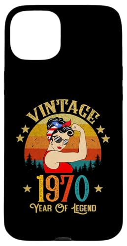 55歳の誕生日プレゼント 55歳 女性用 レトロ ヴィンテージ 1970 スマホケース iPhone 15 Plus 用
