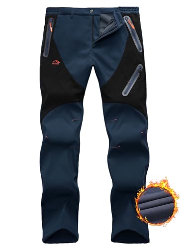 HFDWYJ Pantalones Invierno Hombre Trekking Hombre Impermeables Pantalones Montaña Pantalon Nieve Pantalón Senderismo Hombre Snowboard Invierno Polar Forrado Aire Libre Pantalon Caza Hombre Azul Negro