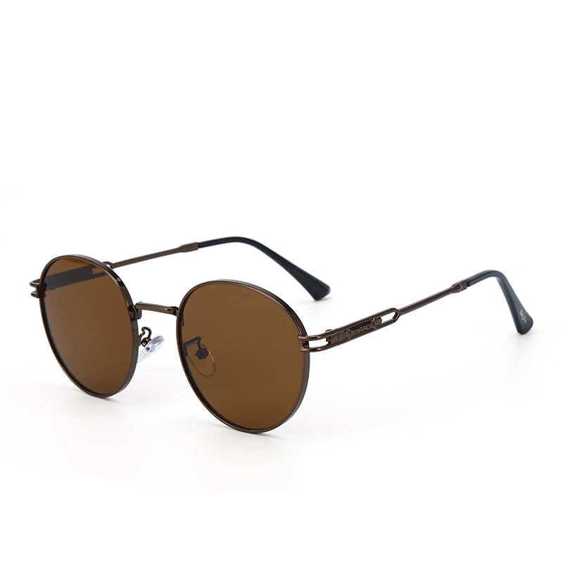 Classic Round Edge Shades Brown For men stylish | UV Protection Goggles | Durable & Lightweight | Carry Pouch Included | Polarised & Designed Frame | Gift for Man-image-18
