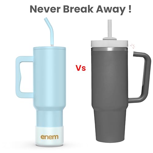 Image of enem Tumbler, Sky Chill, Tumbler with Metal Straw, Sipper, with Lid Leak Proof, 1 Metal Ice Cube, 1 Copper Spring (Tamba), Base Protector, Mug Travel, 1.2L