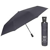 PERLETTI Ombrello Pieghevole Antivento Uomo - Ombrellino Compatto Resistente Ultra Leggero Adulto - Ombrello Apertura e Chiusura Automatica da Viaggio - Diametro 104 cm (Grigio Antracite)
