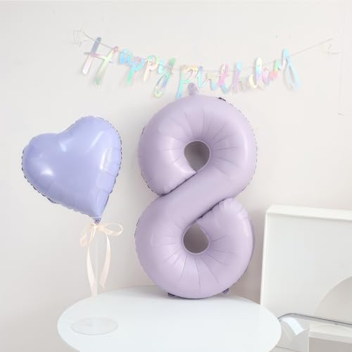 Image of Pastel Purple 8 Number Balloons,40 Inch Light Purple 8 Balloons Large Helium Foil Mylar Purple Number 8 Balloon for Birthday Party Anniversary Decorations