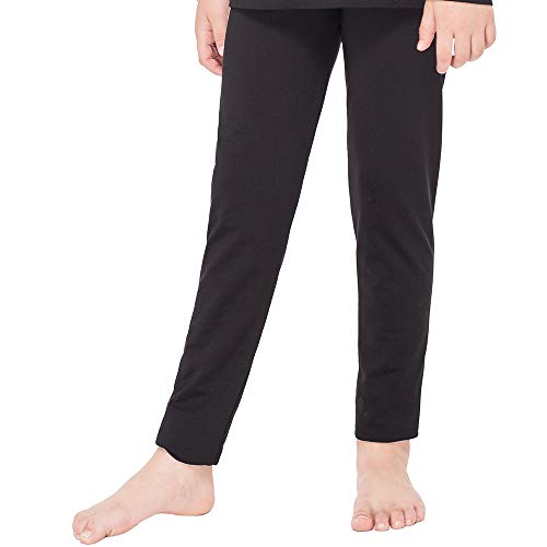 MANCYFIT Thermal Pants for Girls Fleece Lined Leggings Long Underwear Bottoms Black Large