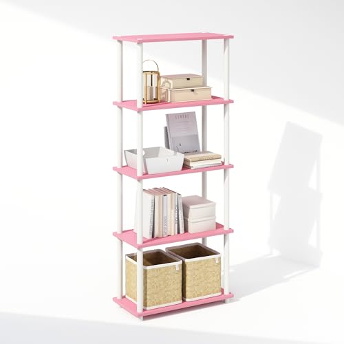 Furinno Turn-N-Tube - Estantería para libros, estantería de 5 niveles, estantería con estante de exhibición compacto multiusos, 11.6 x 23.6 x 57.4 pulgadas, para sala de estar, dormitorio, oficina en