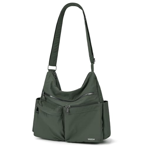 VASCHY Bolsa tiracolo leve para mulheres, bolsa de ombro moderna de nylon antirroubo para viagem/trabalho/fraldas, Verde, One Size, Bolsas de ombro