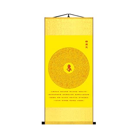 Zzooi Shurangama Mantra Wall Art Hanging Silk Scroll Painting for Drive Out Evil Spirits Cover