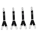 UPSTORE 2 paia in metallo regolabile elastico reggicalze bidirezionali con fibbia a becco di anatra antiscivolo, calze a clip per fissare bretelle camicie e rimanere titolare (stile Y nero)