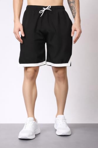 Image of London Hills Men's Sports Running Shorts Lightweight Quick Dry Gym Workout Training Shorts with Zipper Side Pockets Elastic Waist Adjustable Drawstring Athletic Activewear Running Jogging Fitness Yoga