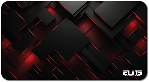 Elite Outdoors MFG | Abstract Metal Gun Cleaning Mat | Futuristic Design | Black & Red | Made in The USA | Size 12x22 inches