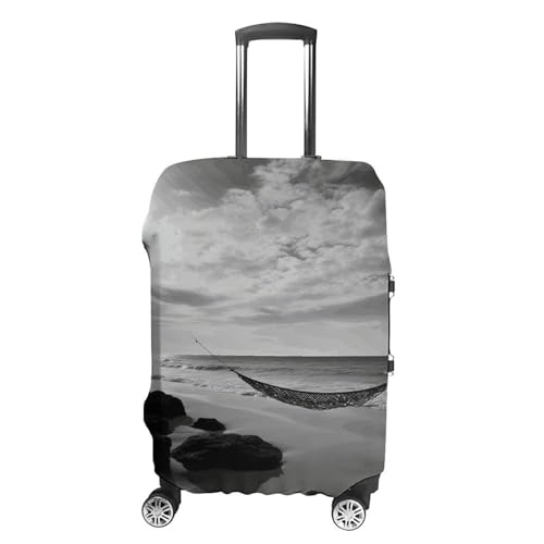 Black And White Beach Luggage Cover, Washable Elastic Suitcase Cover Protector Fit 18-32 Inch Luggage