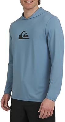 Quiksilver Men's Swimwear Regular Fit UPF 50 Sun Tee Hooded Rash Guard Shirt, Blue Shadow, X-Large