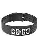 e-vibra Vibrating Alarm Watch, Potty Training Wristband Rechargeable Pill Reminder Watch with 15 Daily Alarms (Black-Large)