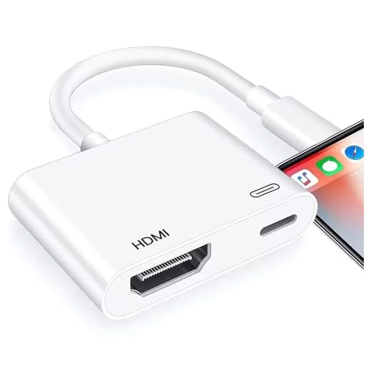 Lightning to HDMI Adapter [Apple MFi Certified], No Power Needed 1080P Screen Converter with Lightning Charging Port, iPhone to HDMI Adapter Compatible with iOS Devices for Projector/Monitor/TV