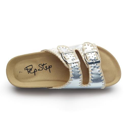 Image of PepStep Slide Sandals for Women with Soft Cork Footbed and Strap, Ladies Fashion Platform Slide Sandals Comfortable Slip On Style