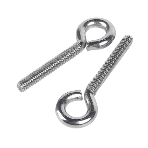 Tornillos de ojo de acero inoxidable, ganchos con anillo, 2 tornillos de ojo M8 x 20~150, acero inoxidable 304, gancho cerrado con anillo y tornillo de ojo de elevación, tornillo de cuerno de oveja,