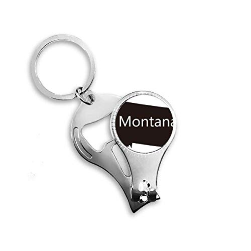 Montana America USA Map Outline Nail Nipper Ring Key Chain Bottle Opener Clipper