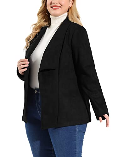 Agnes Orinda Plus Size Faux Suede Jackets for Women Long Sleeve Drape Open Front Jacket2