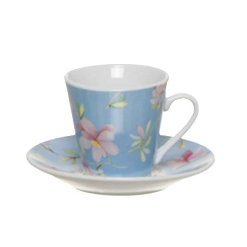 Vidal Regalos Juego Café Taza Pequeña 90ML x6 Flores Cerezo Azul Elegante - Imagen 3