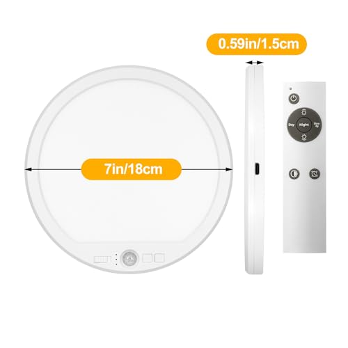 OSIDEN Rechargeable Motion Sensor Ceiling Light with Remote Battery Operated Closet Light Wireless Magnetic Stick-on Night Lights, 3 Color Temperatures & Dimmable for Shower, Shed, Hallway by OSIDEN - Image 8