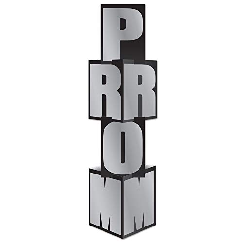 Image of Beistle Prom Column, 12 inch x 3' 9 inch, Black /Silver