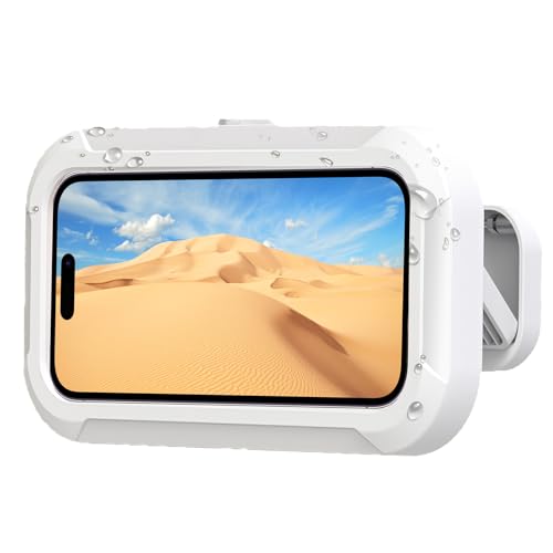 Lumitrex Support de Téléphone Mural de Douche Étanche, Support Téléphone Réglable Douche avec Écran Antibuée HD, Rotation à 360° et Amovible pour Smartphone 4 à 7'