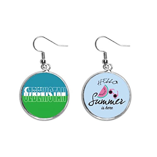 Pendientes de sandía con diseño de la bandera de Uzbekistán y acabados detallados