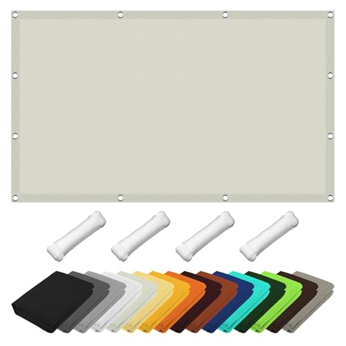 Sonnenschutz Markise 100 x 120 cm Wetterschutz Sonnenschutz Schattensegel Sonnensegel Rechter Winkel mit Spannseilen mit Ösen für Garten Terrasse, cremefarben