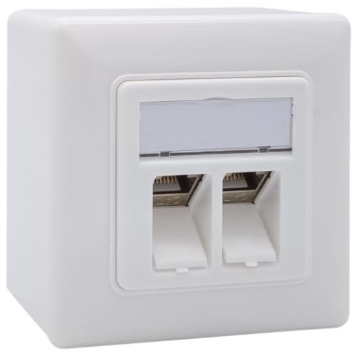 maintec Presa di rete universale CAT8/CAT8.1, 40 Gigabit Ethernet, montaggio a superficie o a incasso, 2 porte RJ45, EIA/TIA-568-A/B, schermato, bianco