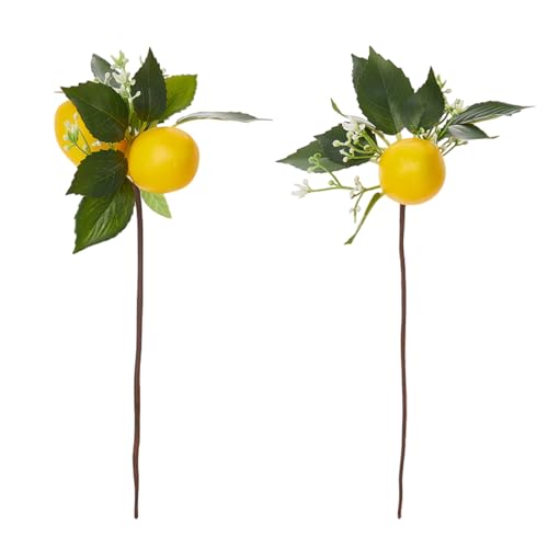 TUPWELY 2 Pcs Artificial Lemon Branches, Single & Double Lemon Fruit Design, Lifelike...