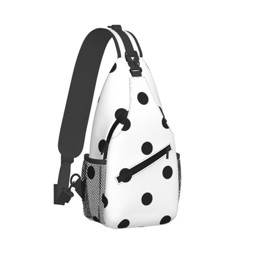 Petit sac à bandoulière réglable imprimé pois noirs blancs