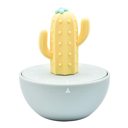 Ranvi Cute Cactus Shaped Time Manager 60 Minutes Mechanical Timer Kitchen Cooking Timer(Yellow)