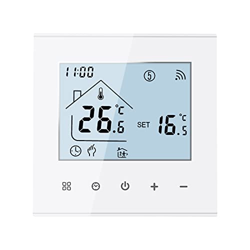 MincoHome Smart Thermostat Save Energy WiFi Digital Room Thermostat Underfloor Heating Temperature Controller Compatible with Alexa and Google Assistant (White for Electric Heating)