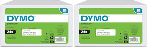 Image of DYMO Authentic LW Mailing Address Labels DYMO Labels for LabelWriter Label Printers White 1-1 /8 inch x 3-1 /2 inch 24 Rolls of 350,(Pack of 2)