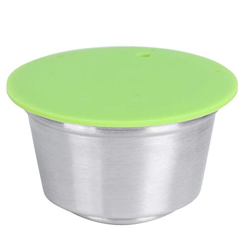 Taza de cápsula de café recargable reutilizable de acero inoxidable de silicona duradera con cubierta de polvo prensado apto para cafetera Dolce Gusto 40 ml(4#)
