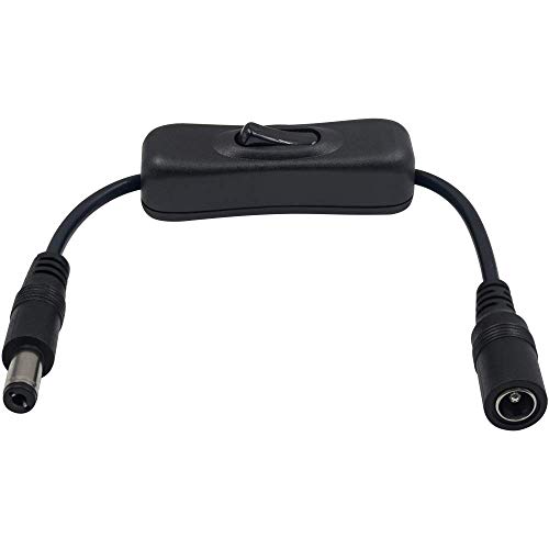 Poyiccot DC 5.5x2.1mm Male to Female Connector DC Power Cable Inline On/Off Switch for LED Strip Light, 12V Inline Rocker Switch DC Jack Switch Connector (5.5x2.1mm)
