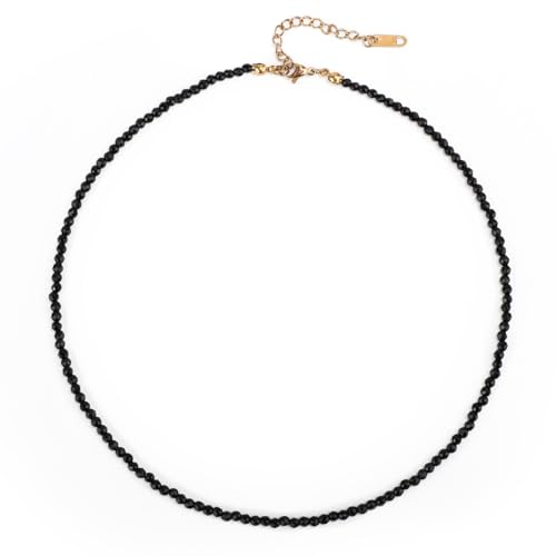 Mikovivi Collier Ras du Cou Noir en Perles pour Femme, Collier de Perles Délicat Vintage Bijoux en Spinelle Cadeau pour Bal de Fin d'Année Fête