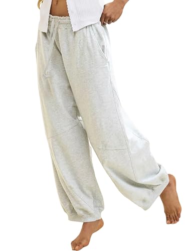 Tanming Womens Baggy Sweatpants Barrel Leg Trousers Elastic Waisted Drawstring Lounge Joggers Pants