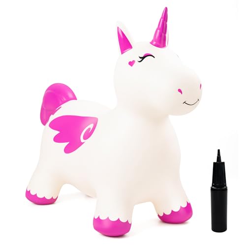 U&C Planet Animal Sauteur Cheval Sauteur Licorne avec Couverture en Peluche, capacité de Charge de 100 kg, pour Enfants de 1 à 6 Ans, Cadeau d'anniversaire...