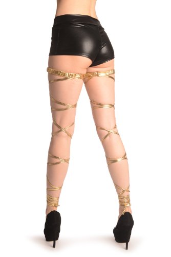 Lisskiss Gold Metallic Leg Wrap With Elasticated Top - Gold Designer Leg Warmers #TOP5