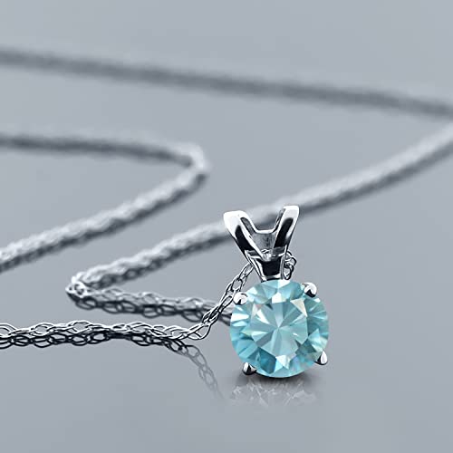 Gem Stone King 14K White Gold 4MM Round Gemstone Birthstone Solitaire Pendant Necklace | Gold Necklace For Women | With 18 inch Gold Rope Chain | Fine Jewelry Gifts for Her Mom Women Wife2
