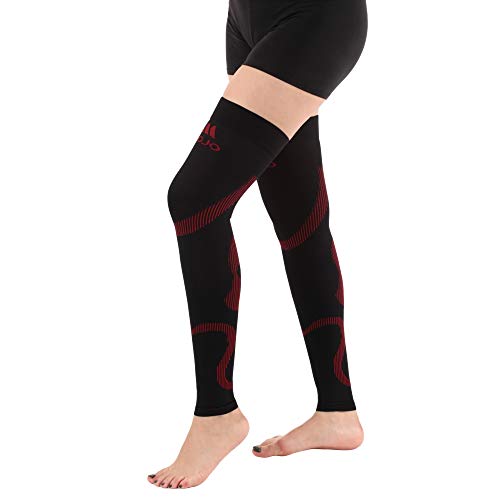 Mojo Compression Stockings Thigh Leg Sleeve 20-30mmhg Black/Red Medium