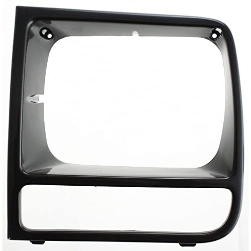 Image of DAT AUTO PARTS Front Left Headlight Door Bezel Fits 1997-2001 Jeep Cherokee | SUV, LH Driver Side Lamp Cover Grille Trim Insert, Black Textured Plastic, CH2512157, 55055137